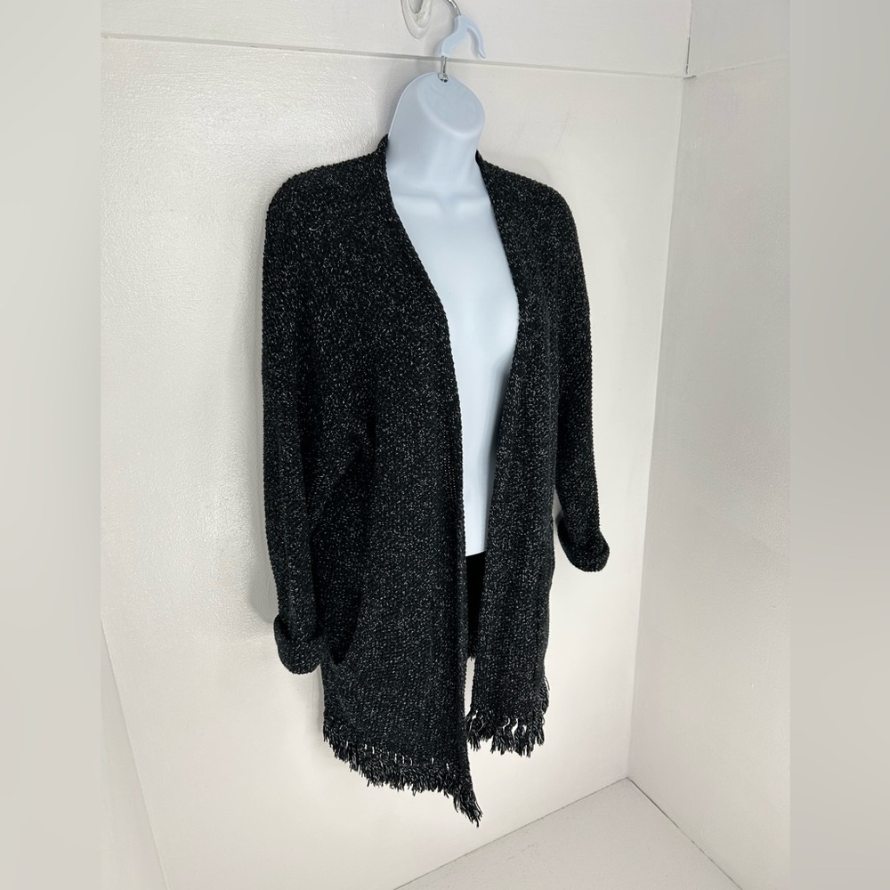 Madewell Black Memento Fringe Cardigan Size Small Cozycore‎ Office Normcore - Picture 3 of 10